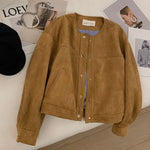 Suede Short Jacket in Indie Style for Women