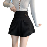 White pleated high waist skirt in K-Pop style