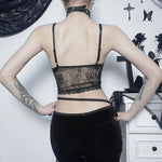 Black Gothic Camisole with Lace and Jacquard