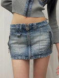 Summery Y2K gyaru style low waist denim skirt