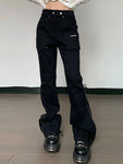 Schwarze Techwear Style weite Hose