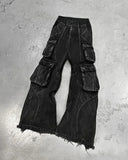 Stylish Black Y2K Multi-Pocket Jeans Loose Fit