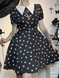 Gothic Lolita Kleid mit Kragen im Wednesday-Stil