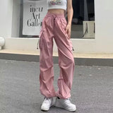 Trendige Rosa Techwear Cargohosen für den Urbanen Street-Style