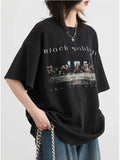 Damen Oversize T-Shirt mit Back Sabbath Druck