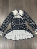 Checkered dress with ruffles and bow Kawaii Lolita style