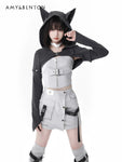 Y3K Stylish 2-Piece Outfit with Removable Hood