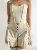 Adorable indie-style high-waist shorts with ruffles