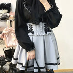 Gothic Lolita skirt with lace and lacing in pink