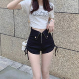 E-Girl Style High Waisted Zipper Shorts