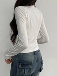 White long sleeve shirt with lacing and lace in Y2K style