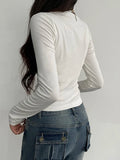 White long sleeve shirt with lacing and lace in Y2K style