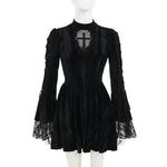 Gothic Dress for Women Lace Patchwork Puff Sleeves & High Waist