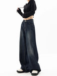 Cool dark blue oversized baggy jeans for a casual Y2K style