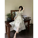 Feminine Fairycore dress with floral pattern for enchanting evening