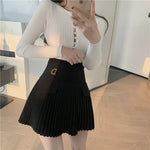 White pleated high waist skirt in K-Pop style