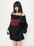 Gothic Oversized Knit Sweater with Cutouts