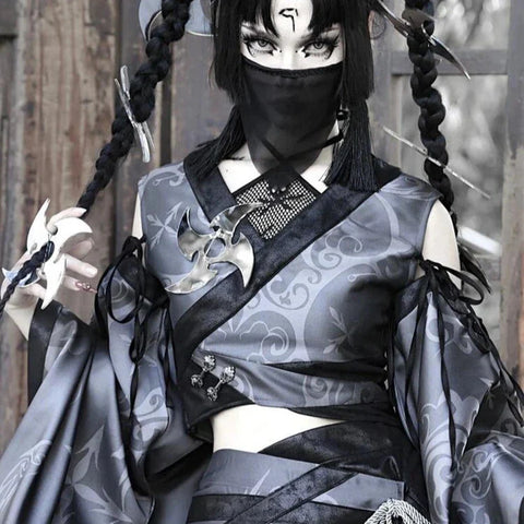 Dark Kimonos for Women in Gothic Style with Unique Ninja Flair