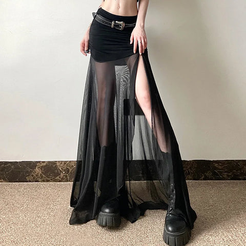 Women's Gothic Rock with Transparent Mesh