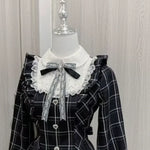 Checkered dress with ruffles and bow Kawaii Lolita style