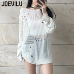 Hollow Knit Blouse Feel yourself in Gothic-style airy long-sleeve sweater