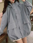 Oversized Shell Jacket for Women Gropcore Fashion with Hood