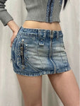 Summery Y2K gyaru style low waist denim skirt