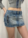 Summery Y2K gyaru style low waist denim skirt