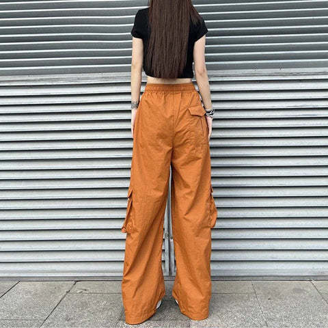 Orange Baggy Hiphop-Hose y2k