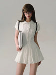 Charming Kawaii White Mini Dress in Korean Style