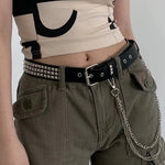 Black punk belt with nail details for emo