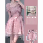 Fairy-grunge Delicate Mesh Dress with Sequins and Bow