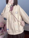 Kawaii Zip Up Hoodie for Women in Pink Cutecore Style for a Sweet