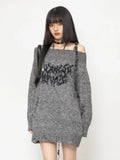 Gothic Oversized Knit Sweater with Cutouts