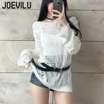 Hollow Knit Blouse Feel yourself in Gothic-style airy long-sleeve sweater