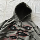 Oversized Gothic Hoodie with Eye Design Dark