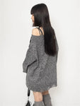 Gothic Oversized Knit Sweater with Cutouts