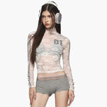 Y2K Lace-Top with Embroidered Logo 0