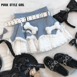 Kawaii Gothic Lolita Rüschen-Minirock mit Knochen und Spitze