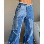 High-waisted Y2K Baggy Jean with Embroidery Patchwork