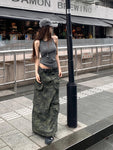 90s Retro Camouflage Maxi Skirt with Pockets Acubi Trend Fashion