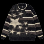 Oversized Y2K Pullover with Star Pattern Fluffy Knit Sweater