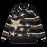 Oversized Y2K Pullover with Star Pattern Fluffy Knit Sweater