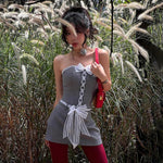 "Zweiteiliges Spitzen-Set mit Bandeau-Top & Minirock im Gothic-Stil"