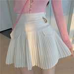 White pleated high waist skirt in K-Pop style