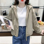 Korean hooded jacket with stand-up collar