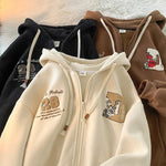 Y2K Kapuzenjacke Zip Letter American Casual Sweater