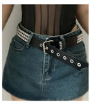 Black punk belt with nail details for emo