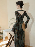 Chinese floral jacquard dress