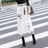 Ripped Jean Skirts for Women Chic Patchwork Denim in Y2K Style